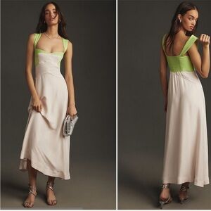 Anthropoligie Maeve Sleeveless Seamed Slip Midi Dress
